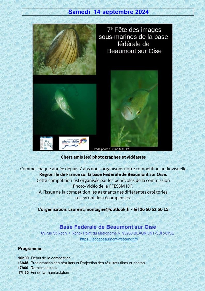 7 ème rencontre de la photo- vidéo subaquatique le 14 septembre